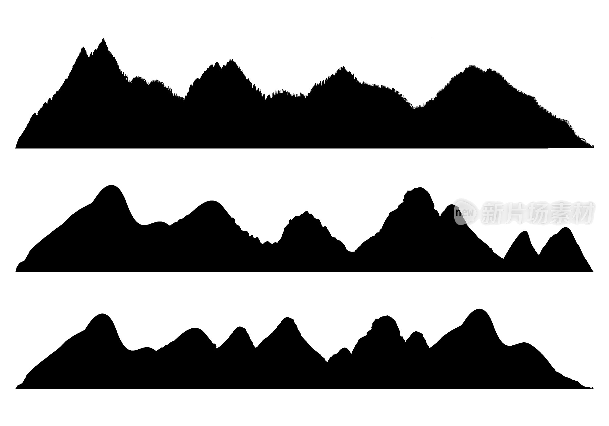 Set mountains silhouettes